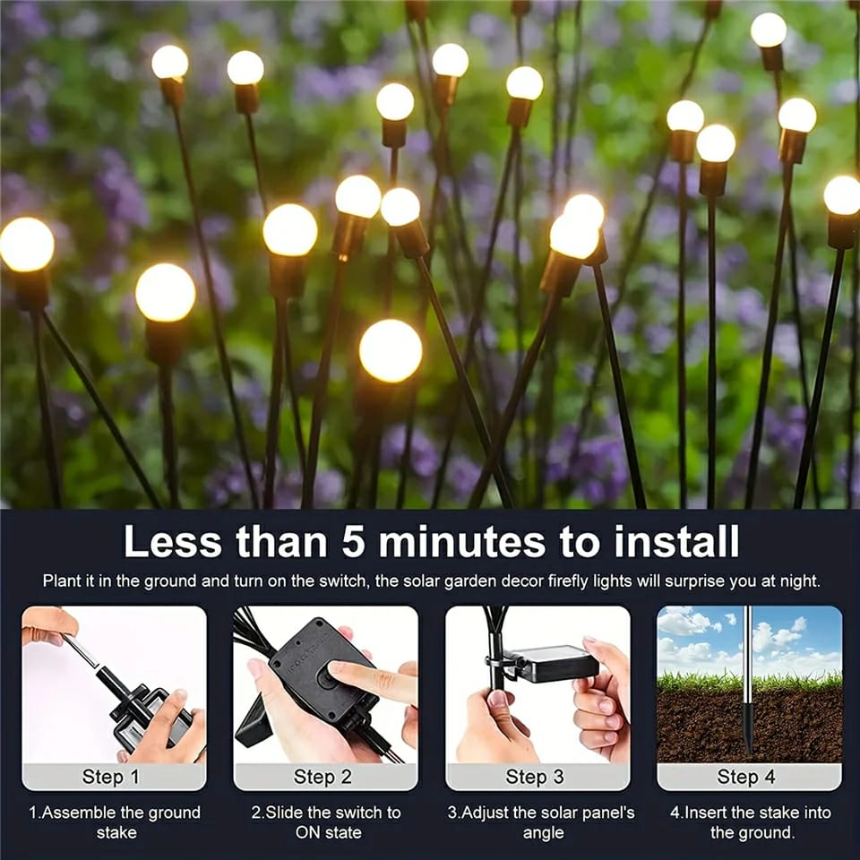 Solar Powered Outdoor Firefly Garden Lights