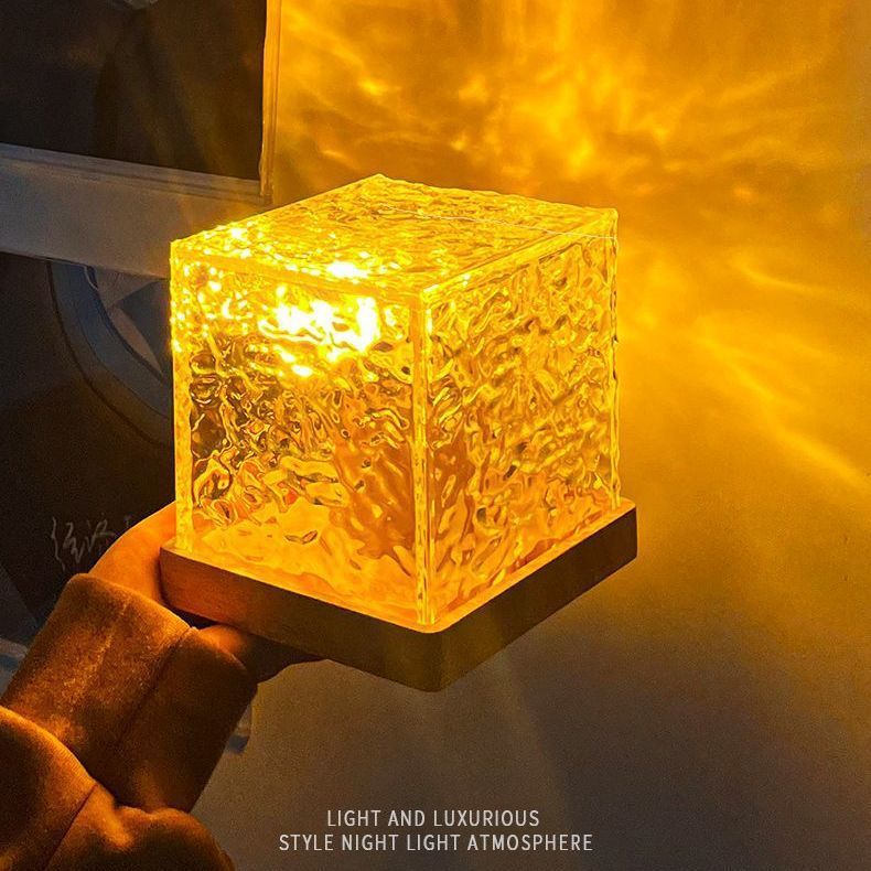 Dynamic Water Ripple & Crystal Flame Table Lamp