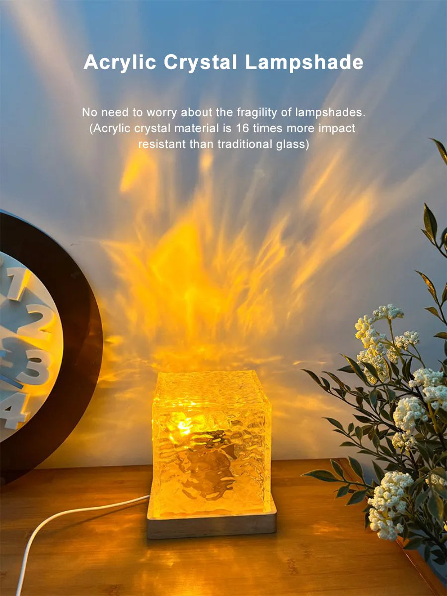 Dynamic Water Ripple & Crystal Flame Table Lamp