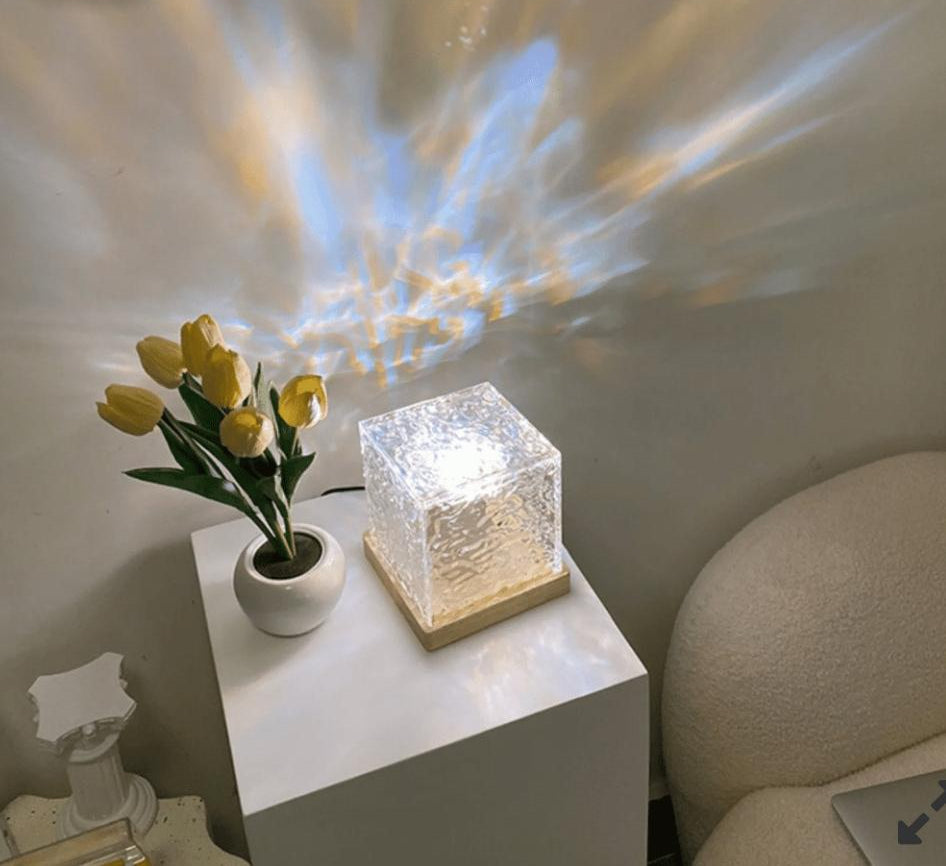 Dynamic Water Ripple & Crystal Flame Table Lamp