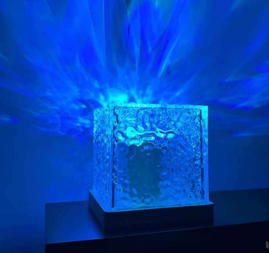 Dynamic Water Ripple & Crystal Flame Table Lamp