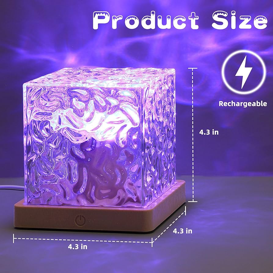 Dynamic Water Ripple & Crystal Flame Table Lamp