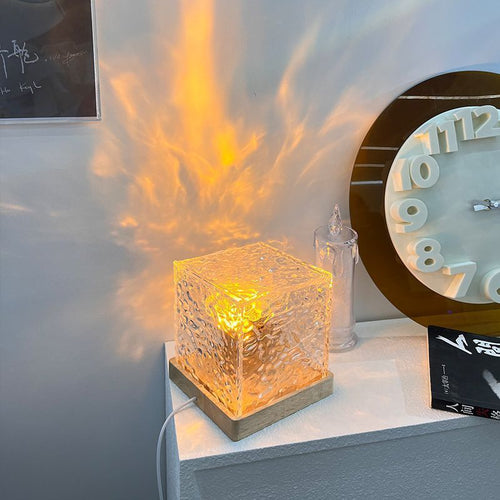 Dynamic Water Ripple & Crystal Flame Table Lamp