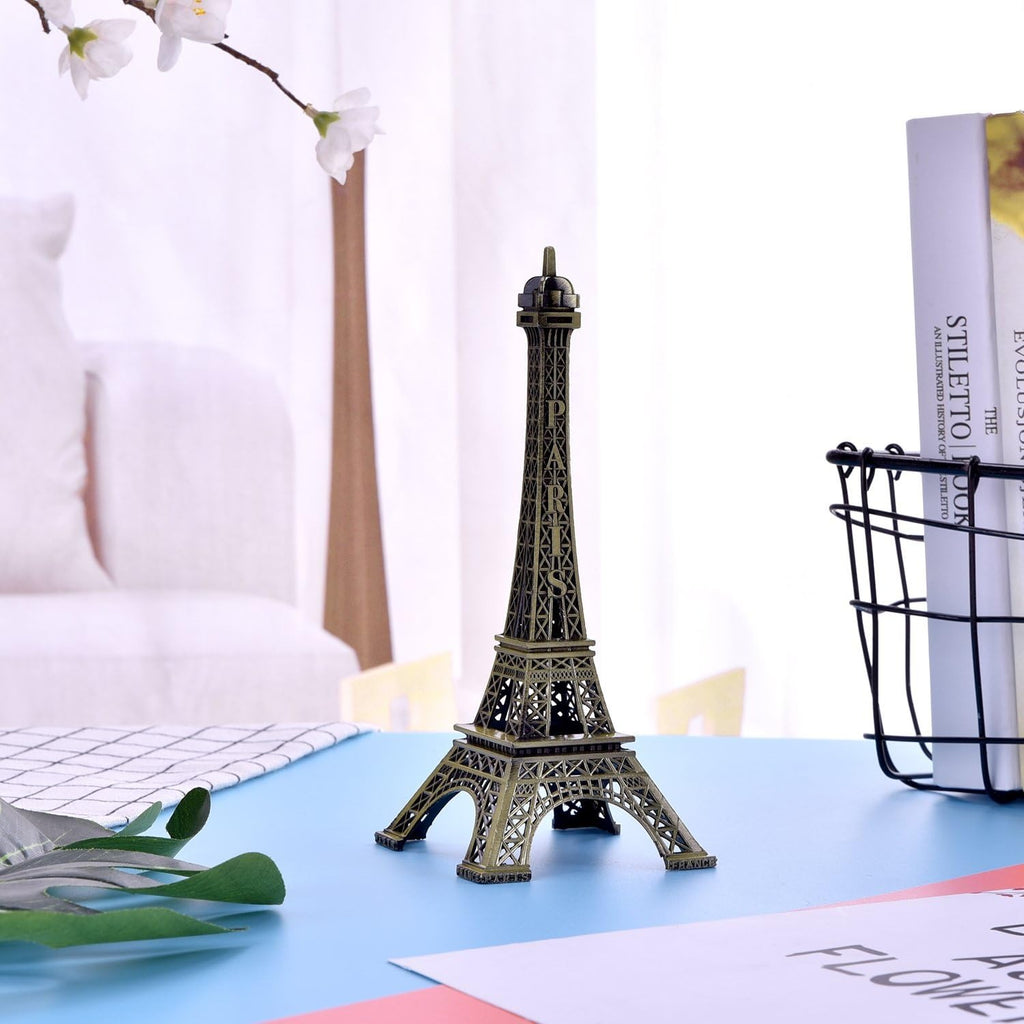Vintage Bronze Eiffel Tower Metal Statue – Paris Landmark Desk Accent