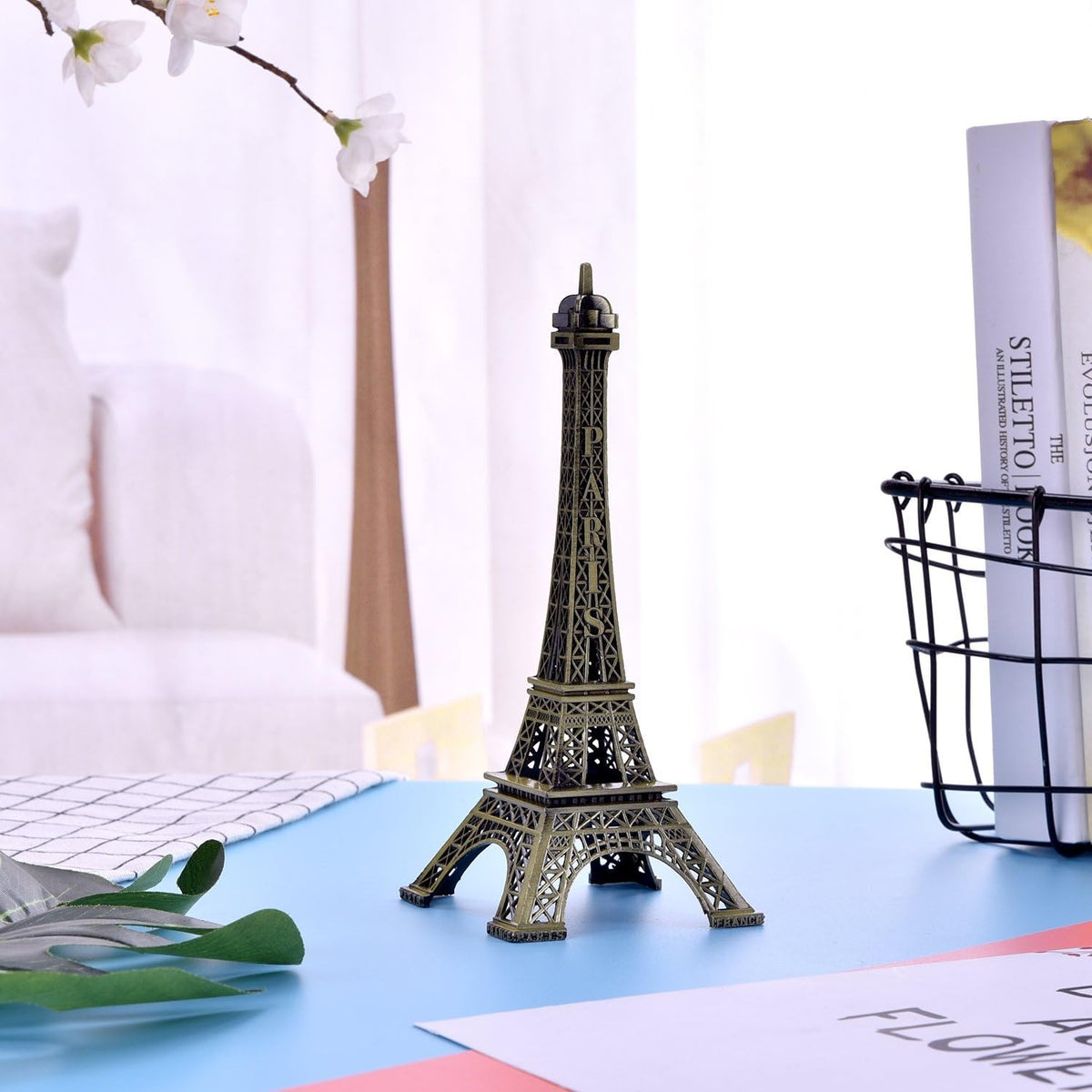 Vintage Bronze Eiffel Tower Metal Statue – Paris Landmark Desk Accent