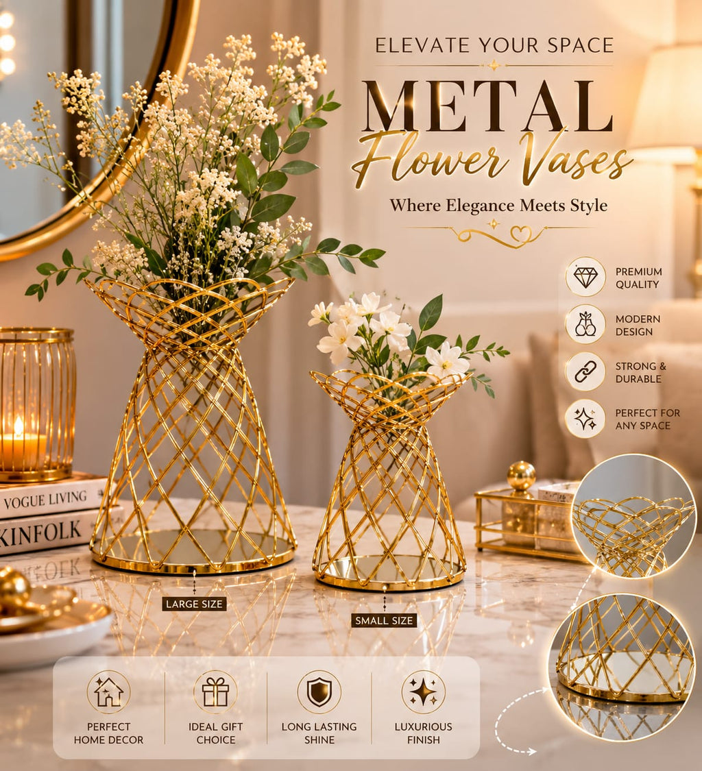 Modern Metal Decorative Table Vase – Minimalist Accent
