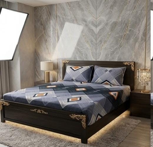3D Crystal Cotton 3-Piece Bedsheet Set – Modern Printed Bed Set