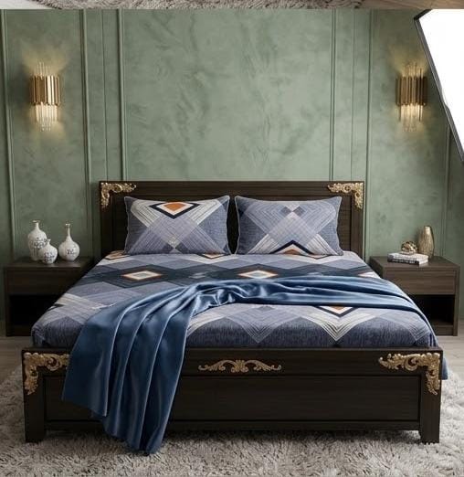 3D Crystal Cotton 3-Piece Bedsheet Set – Modern Printed Bed Set