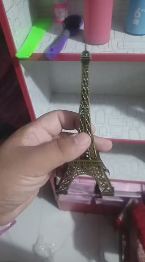 Vintage Bronze Eiffel Tower Metal Statue – Paris Landmark Desk Accent